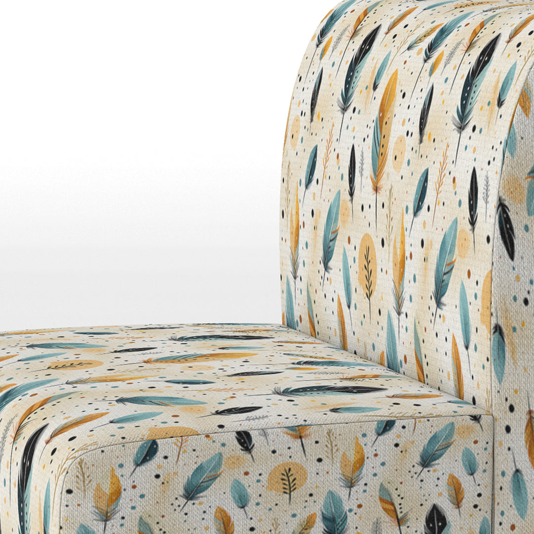 Beige Urban Nomadic Feathers Pattern - Bohemian Accent Side Chair