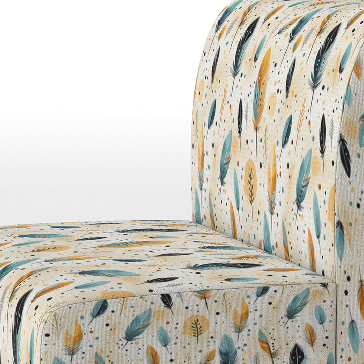 Beige Urban Nomadic Feathers Pattern - Bohemian Accent Side Chair