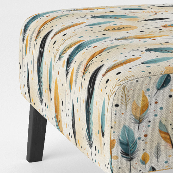 Beige Urban Nomadic Feathers Pattern - Bohemian Accent Side Chair