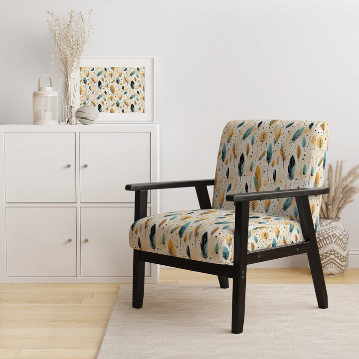 Beige Urban Nomadic Feathers Pattern - Bohemian Accent Side Chair