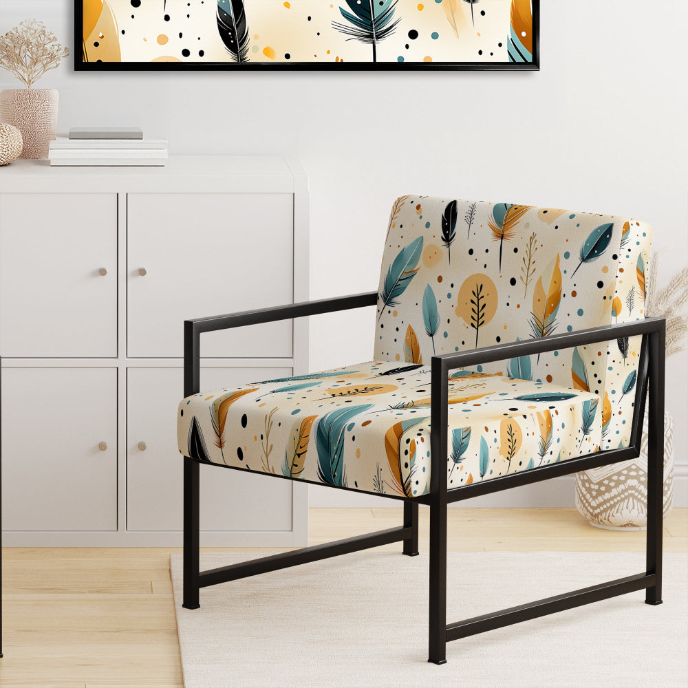 Beige Urban Nomadic Feathers Pattern - Bohemian Accent Side Chair