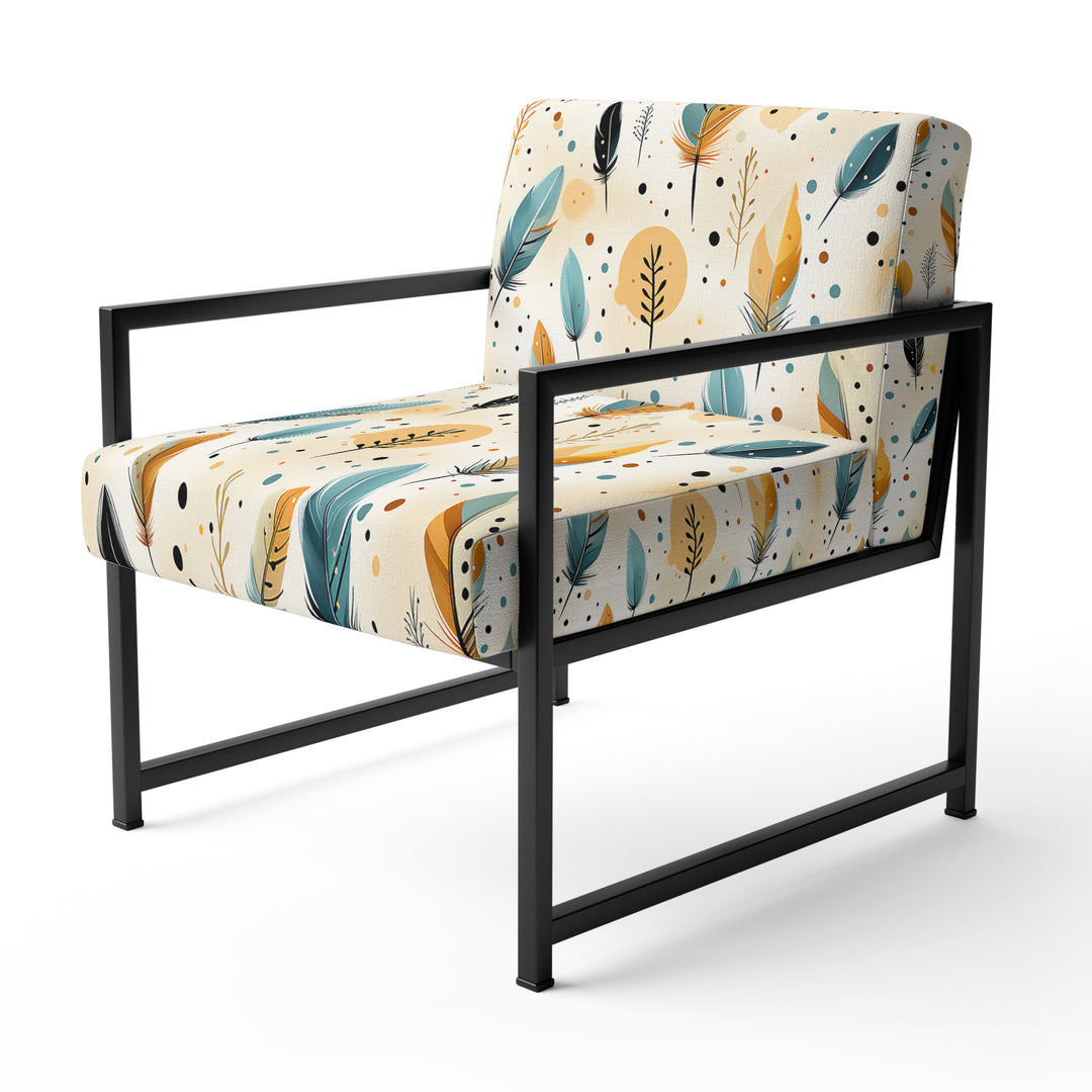 Beige Urban Nomadic Feathers Pattern - Bohemian Accent Side Chair