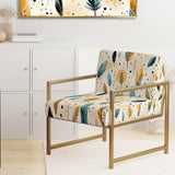 Beige Urban Nomadic Feathers Pattern - Bohemian Accent Side Chair