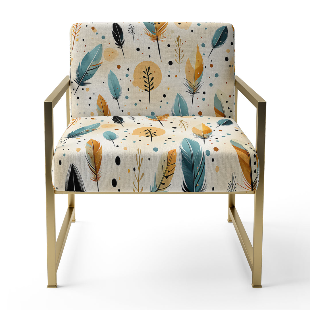 Beige Urban Nomadic Feathers Pattern - Bohemian Accent Side Chair