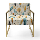 Beige Urban Nomadic Feathers Pattern - Bohemian Accent Side Chair