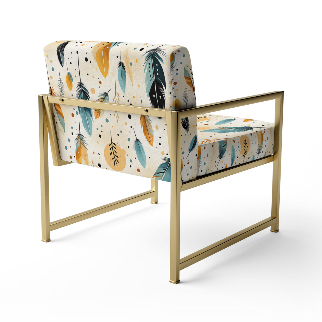Beige Urban Nomadic Feathers Pattern - Bohemian Accent Side Chair