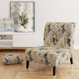 Beige Tranquility Peonies Flower Pattern - Cottage Accent Side Chair