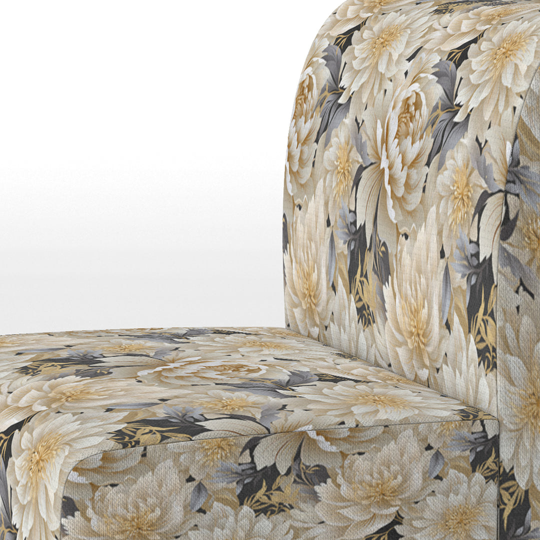 Beige Tranquility Peonies Flower Pattern - Cottage Accent Side Chair