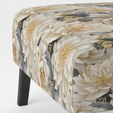 Beige Tranquility Peonies Flower Pattern - Cottage Accent Side Chair