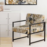 Beige Tranquility Peonies Flower Pattern - Cottage Accent Side Chair