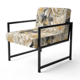 Beige Tranquility Peonies Flower Pattern - Cottage Accent Side Chair