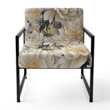 Beige Tranquility Peonies Flower Pattern - Cottage Accent Side Chair