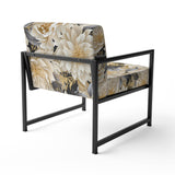 Beige Tranquility Peonies Flower Pattern - Cottage Accent Side Chair