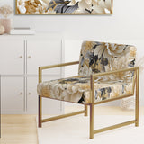 Beige Tranquility Peonies Flower Pattern - Cottage Accent Side Chair
