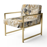 Beige Tranquility Peonies Flower Pattern - Cottage Accent Side Chair