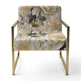 Beige Tranquility Peonies Flower Pattern - Cottage Accent Side Chair