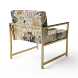 Beige Tranquility Peonies Flower Pattern - Cottage Accent Side Chair