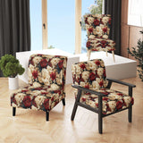 Rich Beige And Red Poppies Opulent Flowers- Upholstered Accent Chair