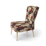 Rich Beige And Red Poppies Opulent Flowers- Upholstered Accent Chair