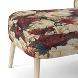 Rich Beige And Red Poppies Opulent Flowers- Upholstered Accent Chair