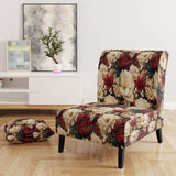 Rich Beige And Red Poppies Opulent Flowers- Upholstered Accent Chair