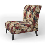 Rich Beige And Red Poppies Opulent Flowers- Upholstered Accent Chair