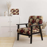 Rich Beige And Red Poppies Opulent Flowers- Upholstered Accent Chair