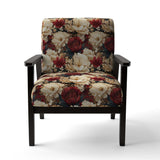 Rich Beige And Red Poppies Opulent Flowers- Upholstered Accent Chair