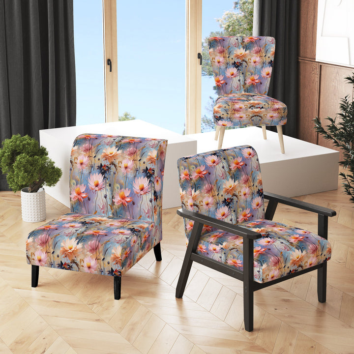 Pink Monets Garden Botanical Pattern - Cottage Accent Side Chair