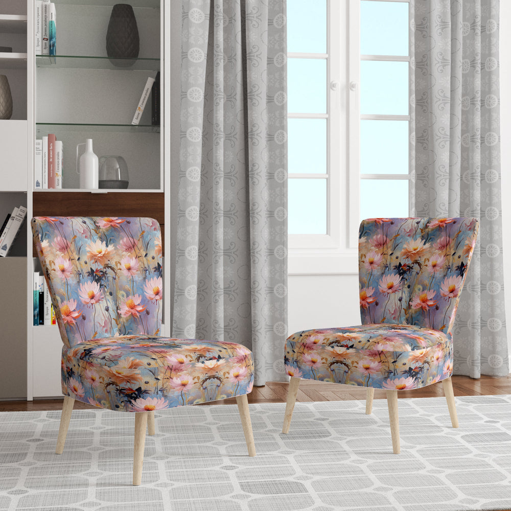 Pink Monets Garden Botanical Pattern - Cottage Accent Side Chair