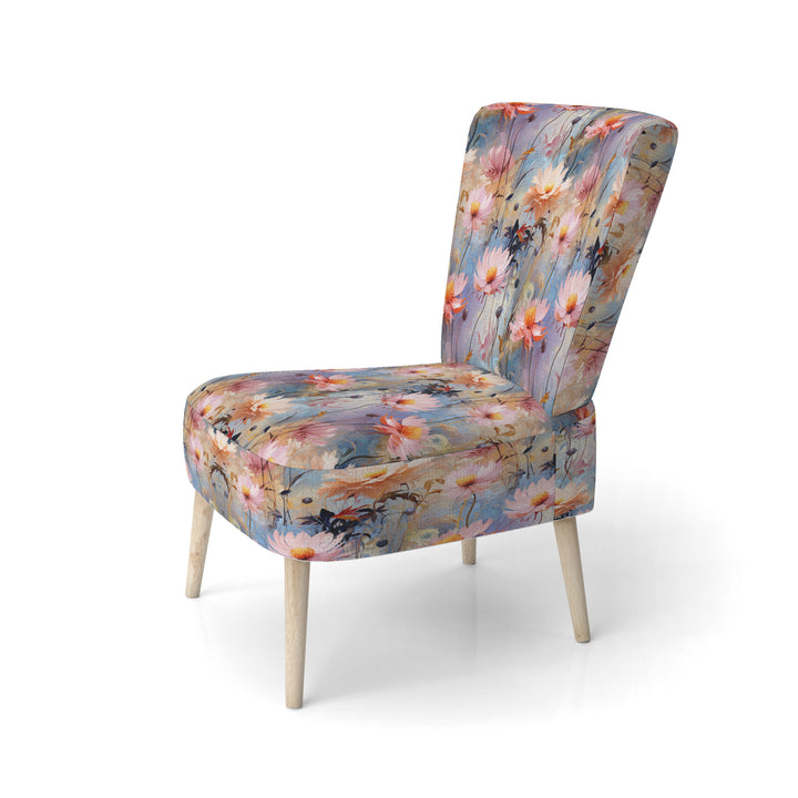 Pink Monets Garden Botanical Pattern - Cottage Accent Side Chair