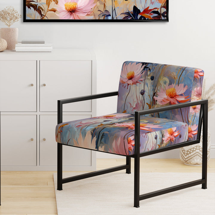 Pink Monets Garden Botanical Pattern - Cottage Accent Side Chair