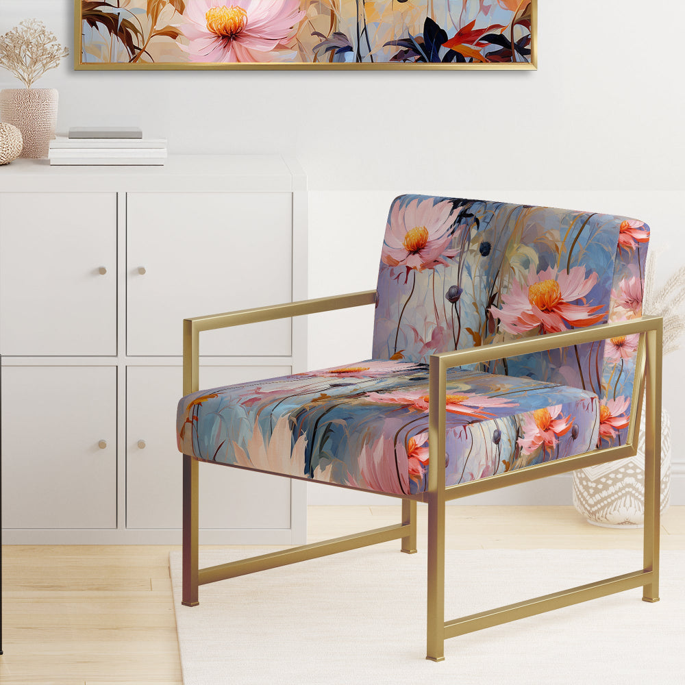 Pink Monets Garden Botanical Pattern - Cottage Accent Side Chair