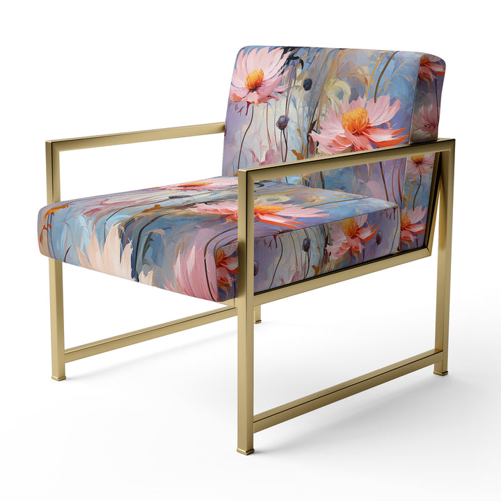 Pink Monets Garden Botanical Pattern - Cottage Accent Side Chair