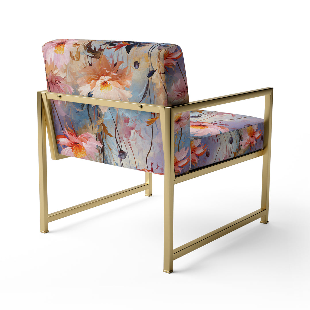 Pink Monets Garden Botanical Pattern - Cottage Accent Side Chair