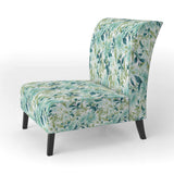 Oceanic Foliage Botanical Pattern- Upholstered Accent Chair