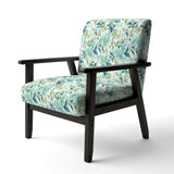 Oceanic Foliage Botanical Pattern- Upholstered Accent Chair