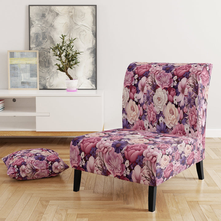 Springtime Purple Blossoms Botanical Pattern - Cottage Arm Chair