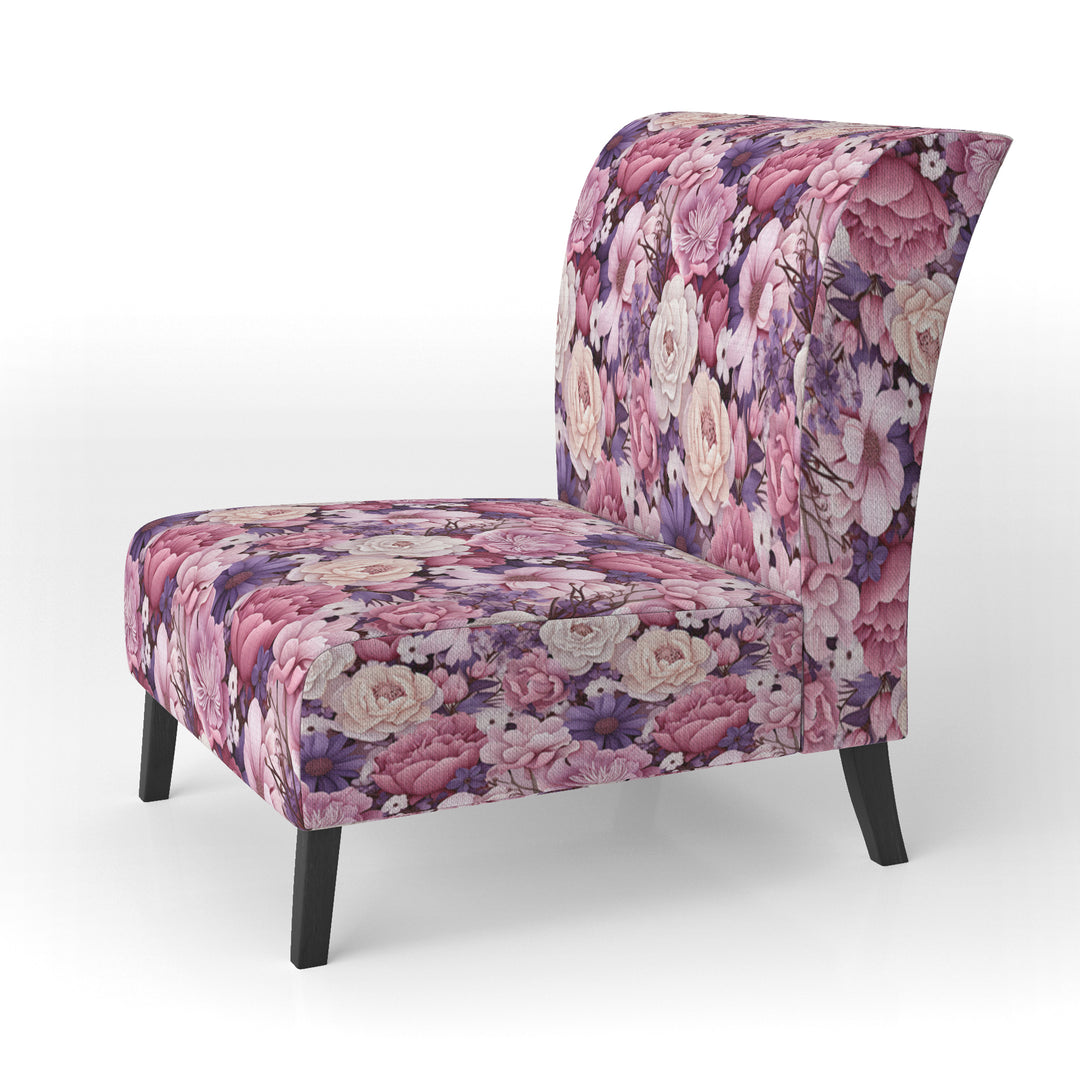 Springtime Purple Blossoms Botanical Pattern - Cottage Arm Chair