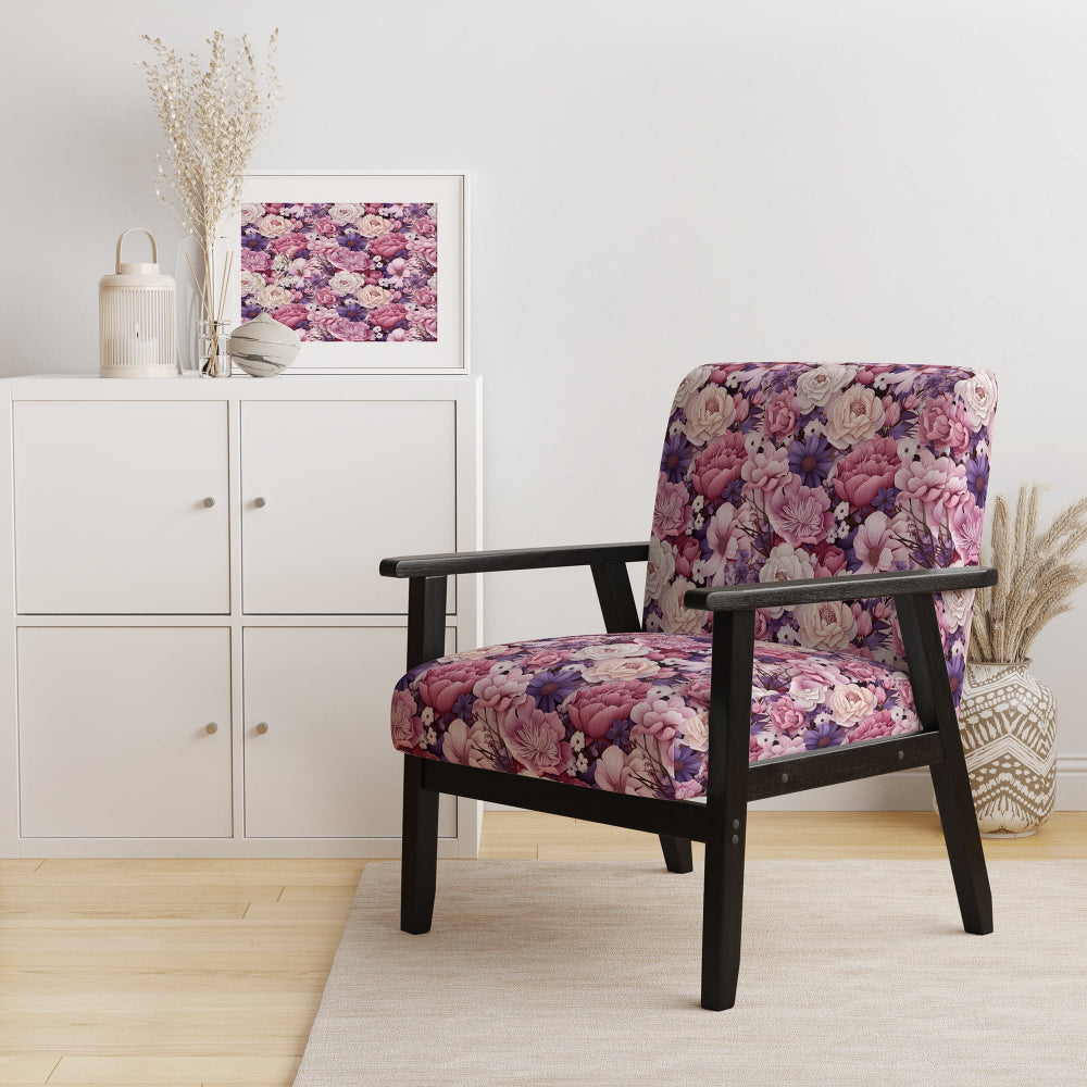 Springtime Purple Blossoms Botanical Pattern - Cottage Arm Chair