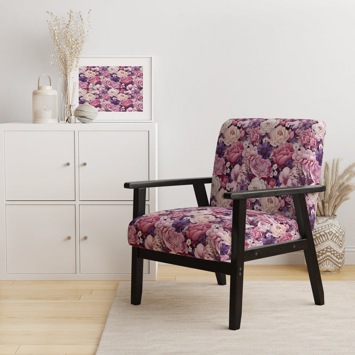Springtime Purple Blossoms Botanical Pattern - Cottage Arm Chair