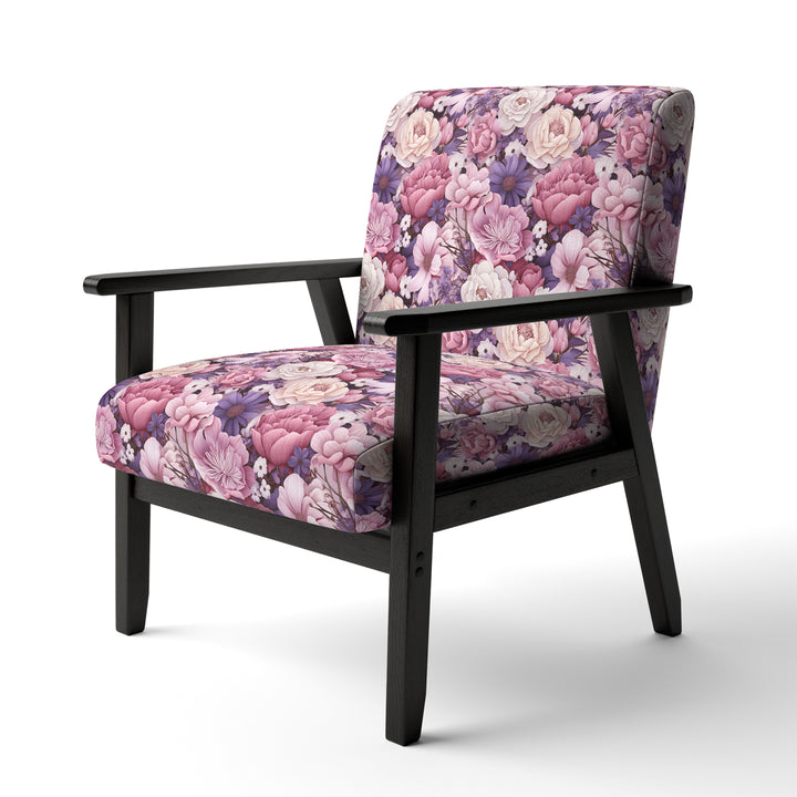 Springtime Purple Blossoms Botanical Pattern - Cottage Arm Chair