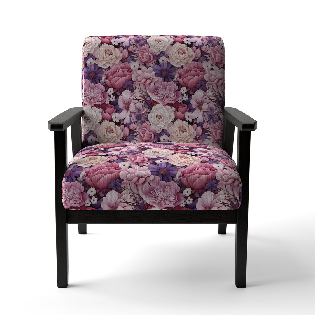 Springtime Purple Blossoms Botanical Pattern - Cottage Arm Chair