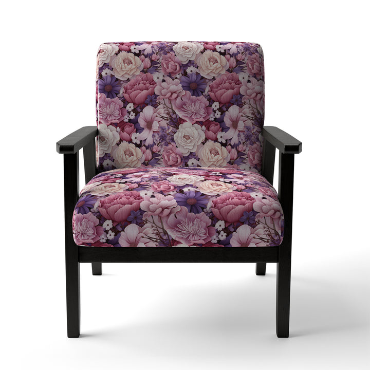 Springtime Purple Blossoms Botanical Pattern - Cottage Arm Chair