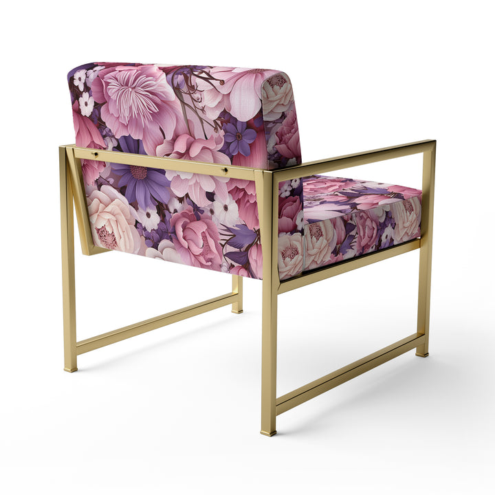 Springtime Purple Blossoms Botanical Pattern - Cottage Arm Chair