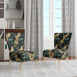 Damask Black And Golden Calligraphy Flourishes - Bohemian Accent Slipper Chair