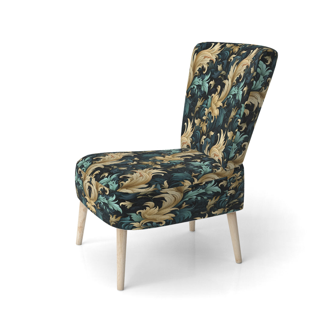 Damask Black And Golden Calligraphy Flourishes - Bohemian Accent Slipper Chair