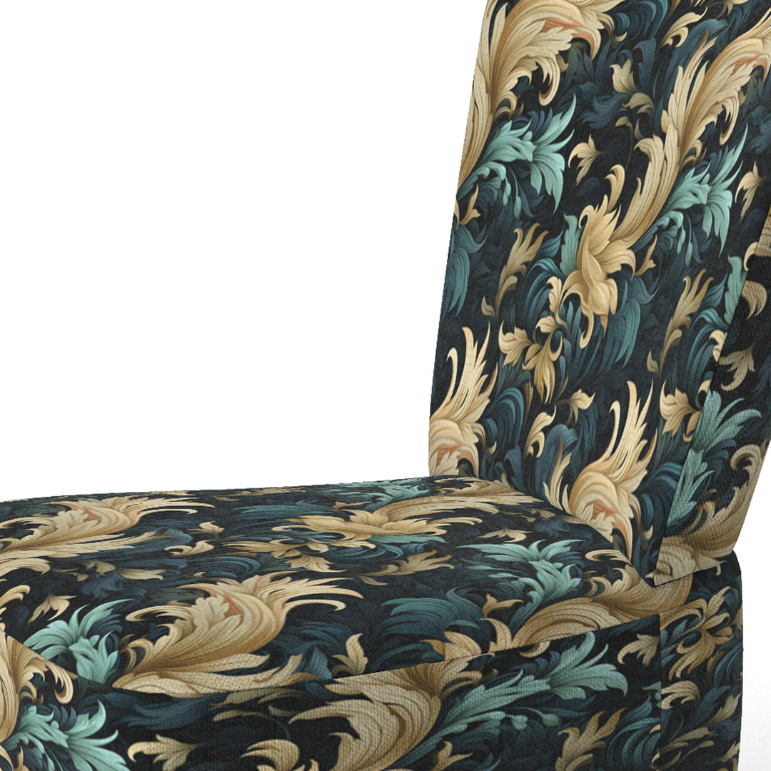 Damask Black And Golden Calligraphy Flourishes - Bohemian Accent Slipper Chair