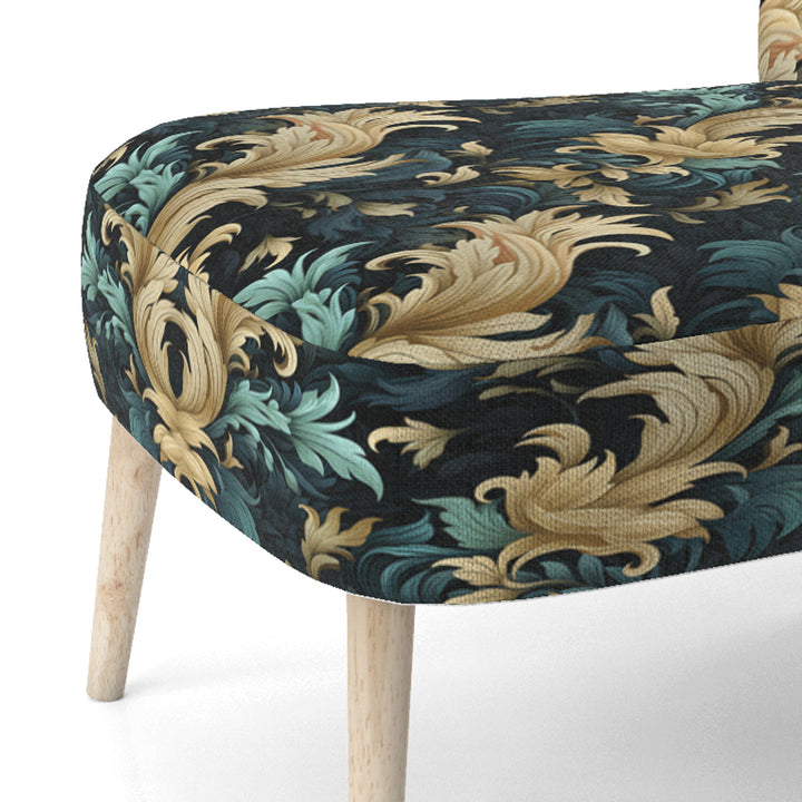 Damask Black And Golden Calligraphy Flourishes - Bohemian Accent Slipper Chair