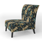 Damask Black And Golden Calligraphy Flourishes - Bohemian Accent Slipper Chair